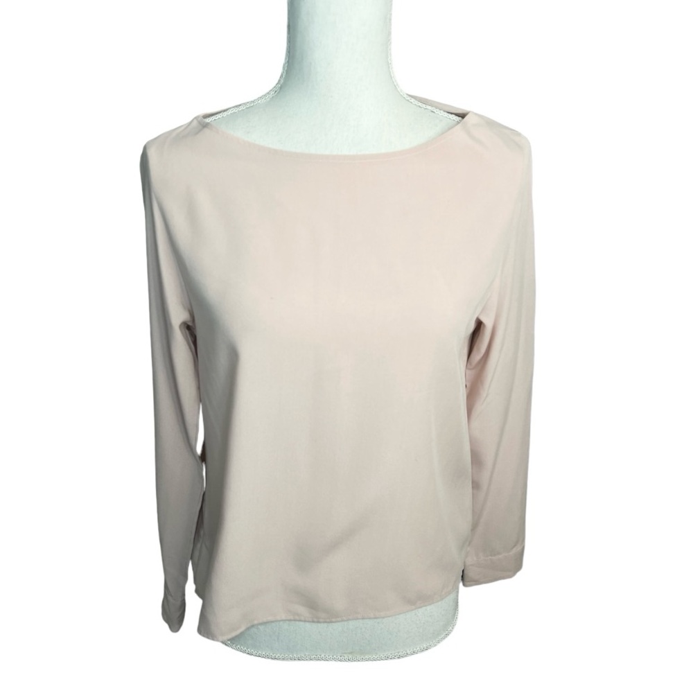 Uniqlo Blush pink Chiffon boat neck Blouse long sleeve